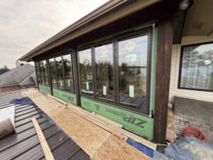 Energy-efficient window installation during home remodeling project.